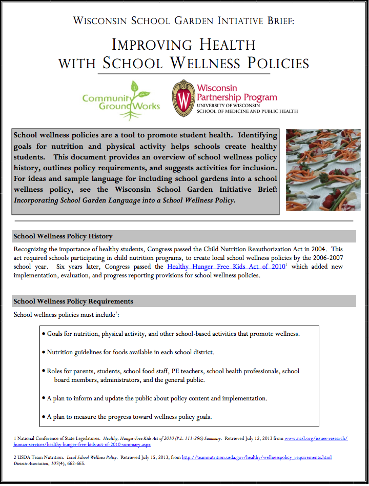 Improving Health with School Wellness Policies
